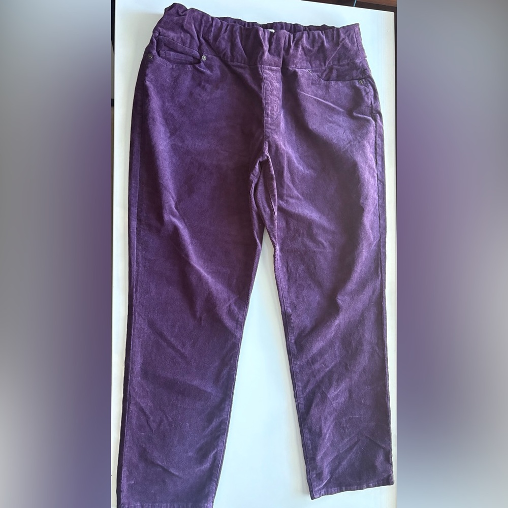 Coldwater Creek Black Raspberry Purple Corduroy pants 14P like new